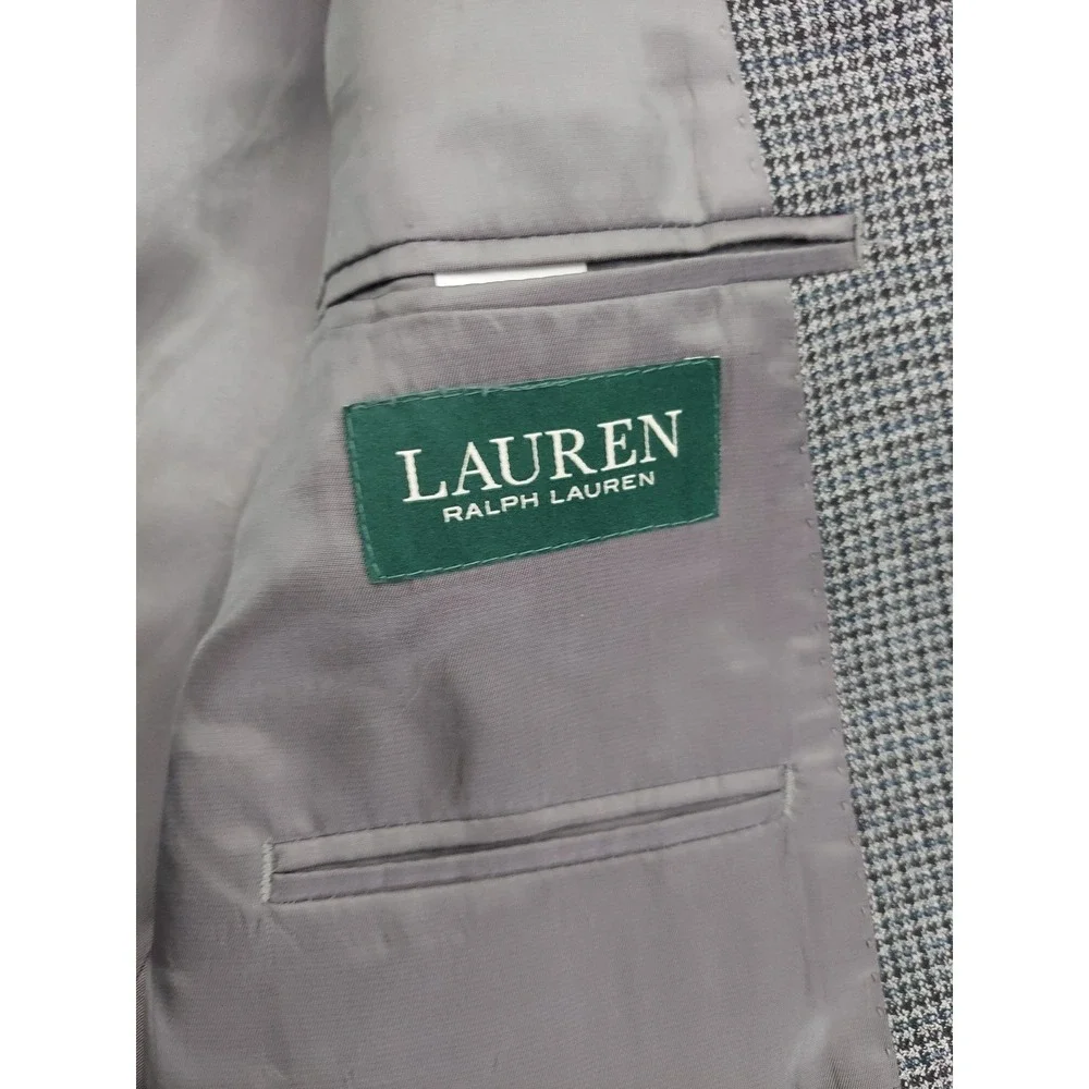 LRL Ralph Lauren Blazer Jacket Men 42 Short Gray Herringbone 2 Button Notch Wool